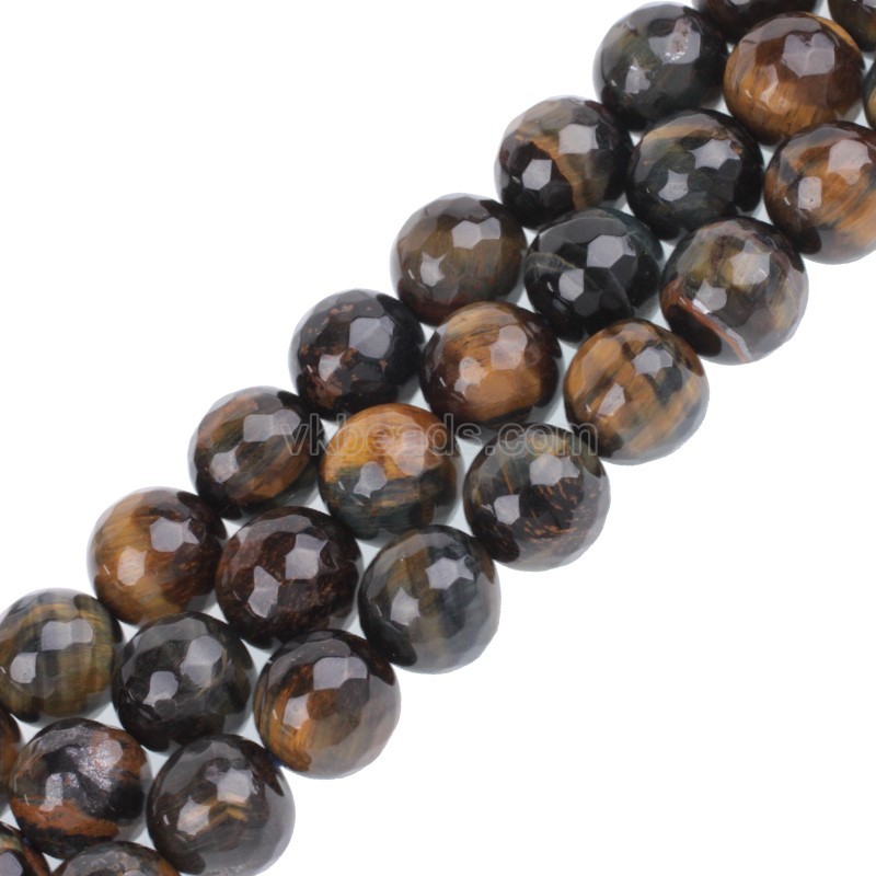 Blue Tiger Eye Faceted Round Beads Strands, 128 Facets, Approx 4-12mm, 38cm/strand