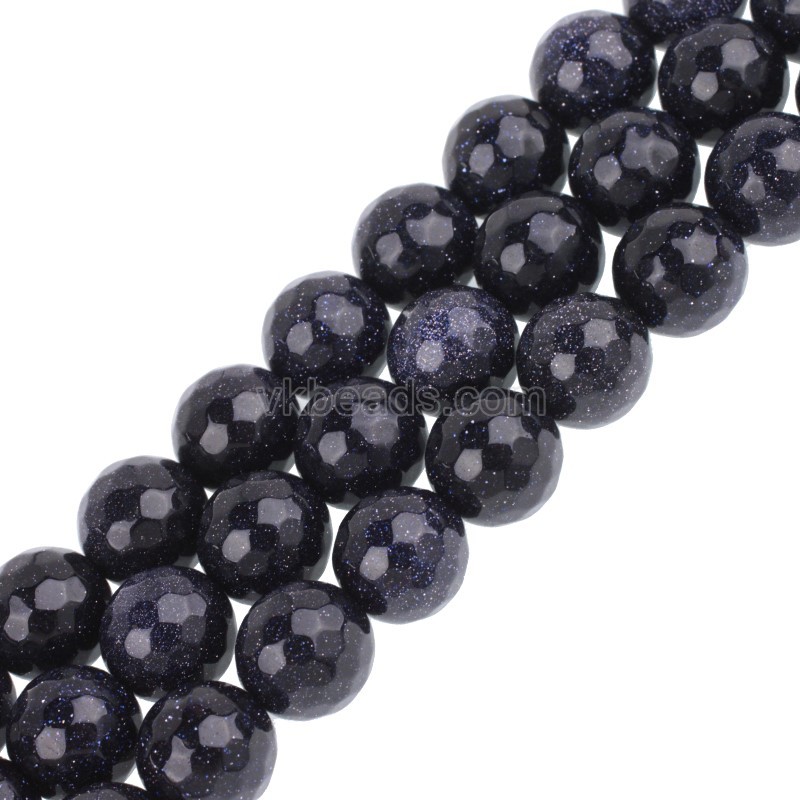 Blue Sandstone Faceted Round Beads Strands, 128 Facets, Approx 4-14mm, 38cm/strand