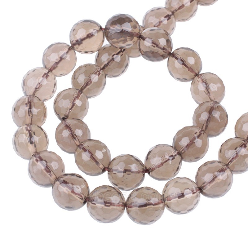 A Grade Smoky Quartz Faceted Round Beads Strands, 128 Facets, Approx 4-12mm, 38cm/strand