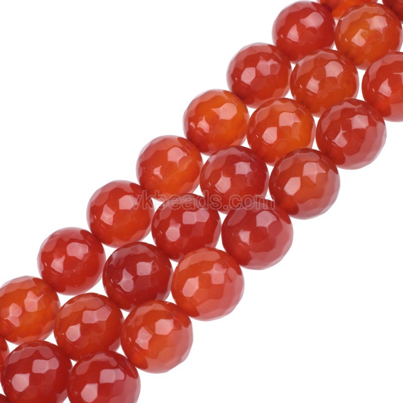 Red Agate Faceted Round Beads Strands, 128 Facets, Approx 4-14mm, 38cm/strand