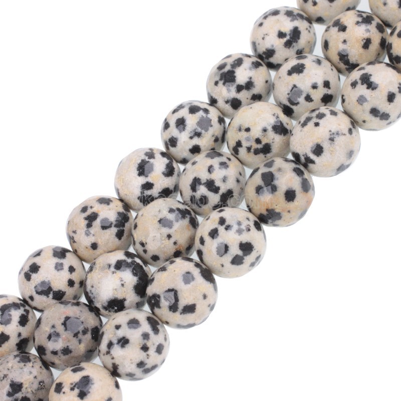 Dalmatian Jasper Faceted Round Beads Strands, 128 Facets, Approx 4-12mm, 38cm/strand