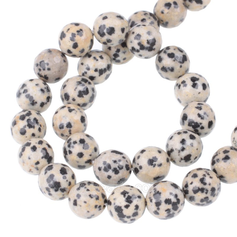 Dalmatian Jasper Faceted Round Beads Strands, 128 Facets, Approx 4-12mm, 38cm/strand