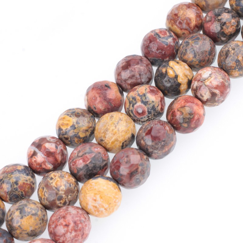 Leopard Skin Jasper Faceted Round Beads Strands, 128 Facets, Approx 4-12mm, 38cm/strand