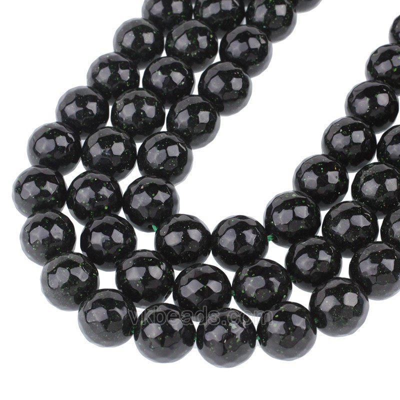 Green Sandstone Faceted Round Beads Strands, 128 Facets, Approx 4-12mm, 38cm/strand