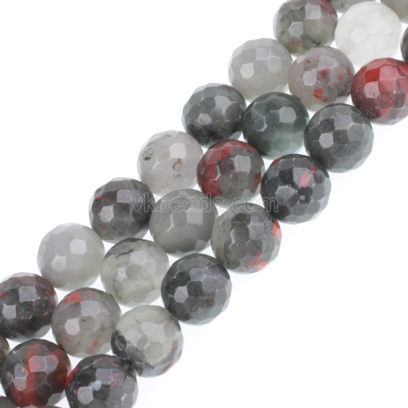 African Bloodstone Faceted Round Beads Strands, 128 Facets, Approx 4-12mm, 38cm/strand