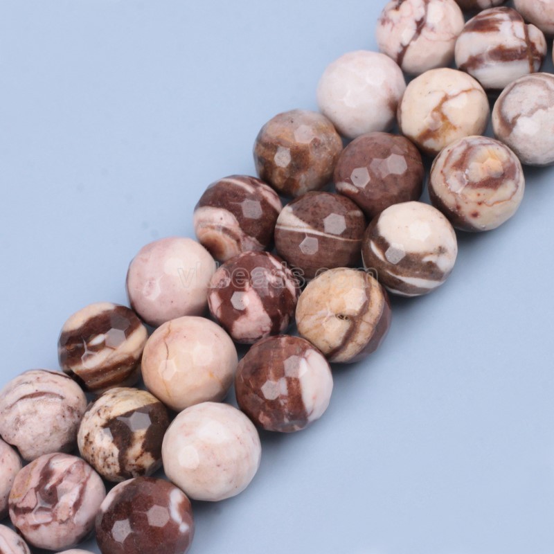 Australian Zebra Jasper Faceted Round Beads Strands, 128 Facets, Approx 4-12mm, 38cm/strand