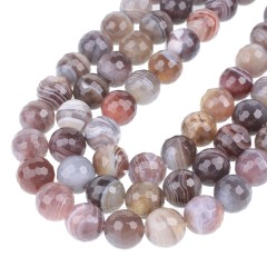 Botswana Agate Faceted Round Beads Strands, 128 Facets, Approx 4-12mm, 38cm/strand