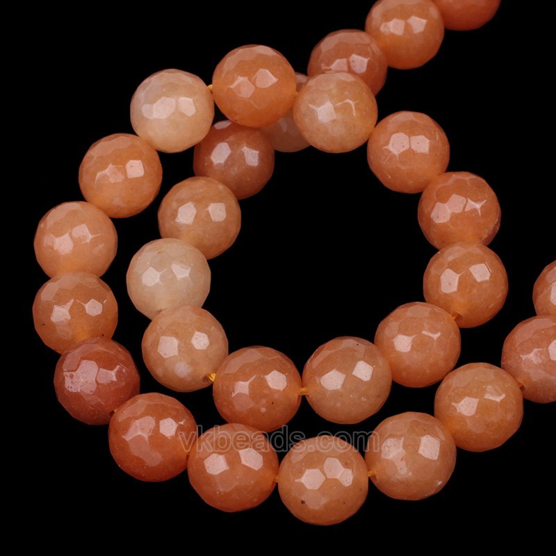 Red Aventurine Faceted Round Beads Strands, 128 Facets, Approx 4-12mm, 38cm/strand