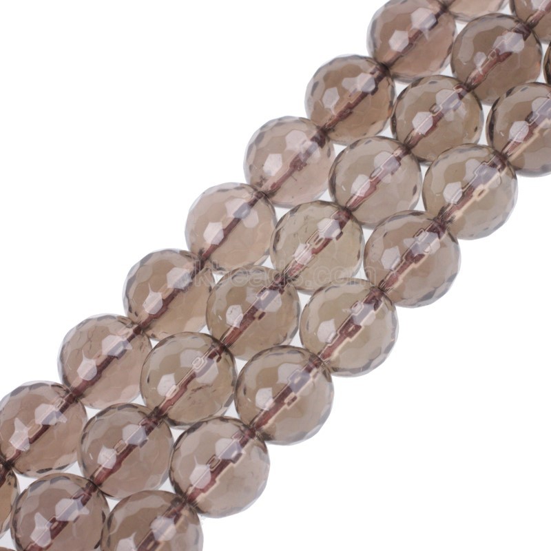 A Grade Smoky Quartz Faceted Round Beads Strands, 128 Facets, Approx 4-12mm, 38cm/strand