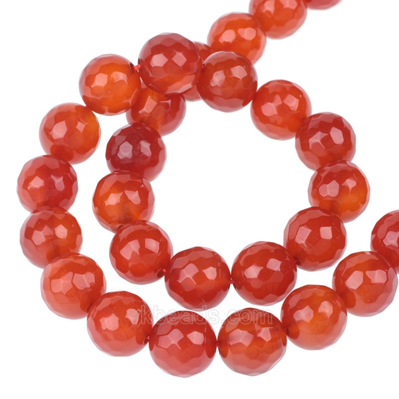 Red Agate Faceted Round Beads Strands, 128 Facets, Approx 4-14mm, 38cm/strand