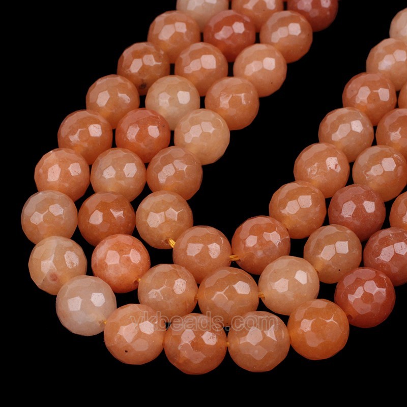 Red Aventurine Faceted Round Beads Strands, 128 Facets, Approx 4-12mm, 38cm/strand