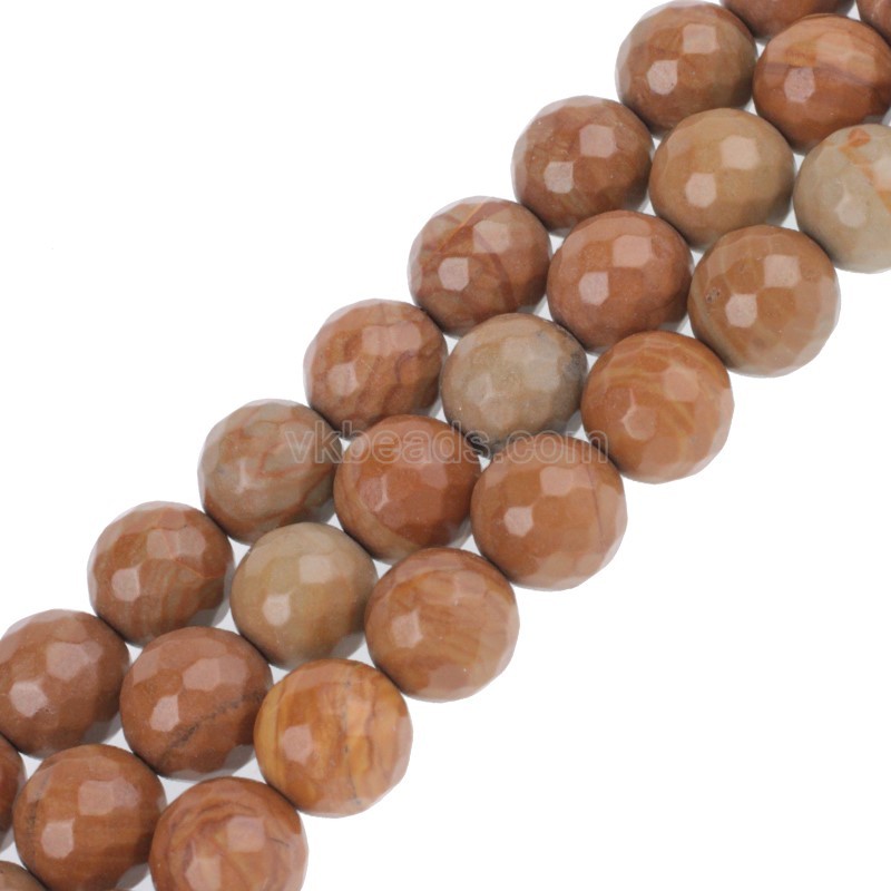 Yellow Wood Lace Stone Wooden Jasper Faceted Round Beads Strands, 128 Facets, Approx 4-12mm, 38cm/strand