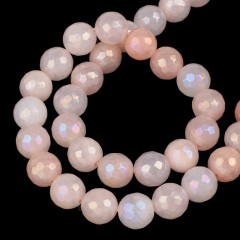 AB Rainbow Plated Pink Aventurine Faceted Round Beads Strands, 128 Facets, Approx 6-12mm, 38cm/strand