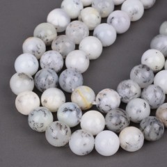 White Opal Smooth Round Beads Strands, Approx 6-12mm, 38cm/strand