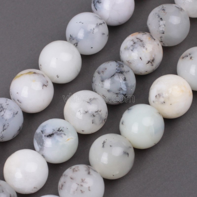 White Opal Smooth Round Beads Strands, Approx 6-12mm, 38cm/strand