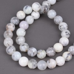 White Opal Smooth Round Beads Strands, Approx 6-12mm, 38cm/strand