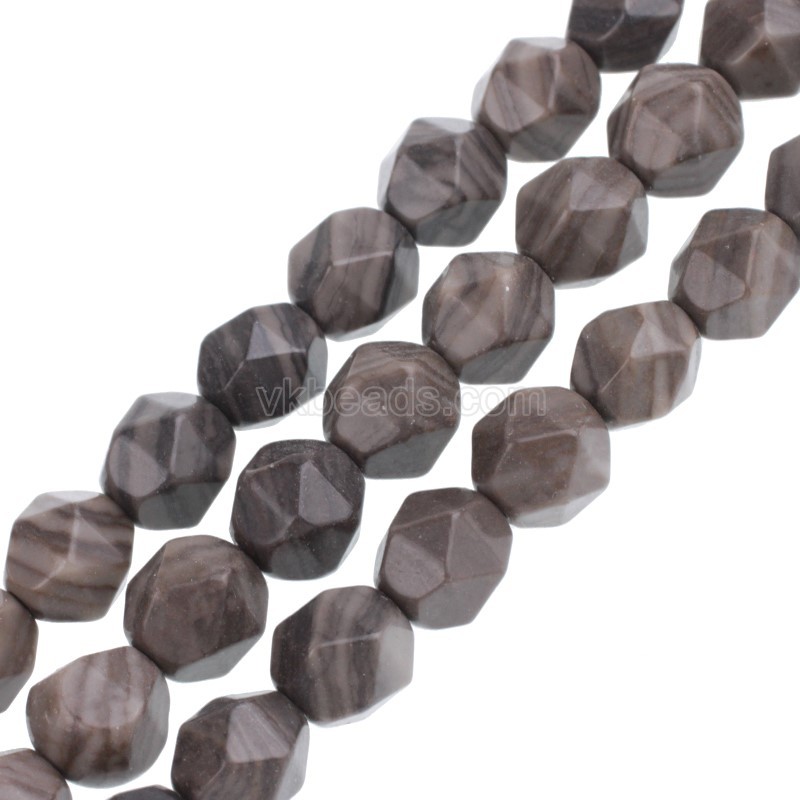 Coffee Brown Swirl Jasper Star Cut Faceted Round Beads Strands, Approx 6-10mm, 38cm/strand