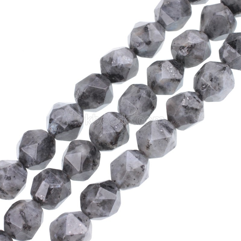 Larvikite Star Cut Faceted Round Beads Strands, Approx 6-10mm, 38cm/strand