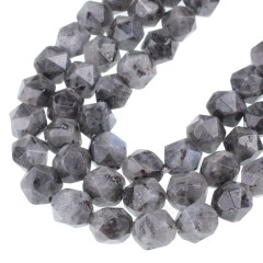 Larvikite Star Cut Faceted Round Beads Strands, Approx 6-10mm, 38cm/strand