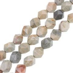Silver Leaf Jasper Star Cut Faceted Round Beads Strands, Approx 6-10mm, 38cm/strand