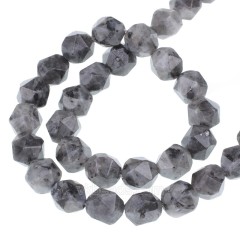 Larvikite Star Cut Faceted Round Beads Strands, Approx 6-10mm, 38cm/strand