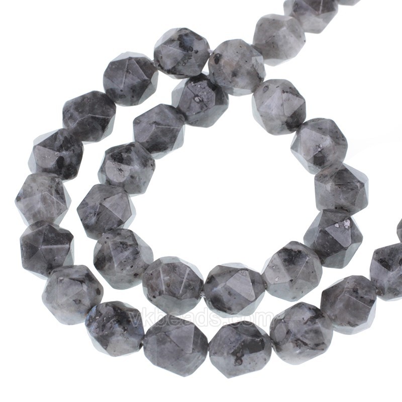 Larvikite Star Cut Faceted Round Beads Strands, Approx 6-10mm, 38cm/strand