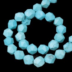 Blue Turquoise(Dyed) Star Cut Faceted Round Beads Strands, Approx 6-10mm, 38cm/strand