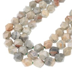 Silver Leaf Jasper Star Cut Faceted Round Beads Strands, Approx 6-10mm, 38cm/strand