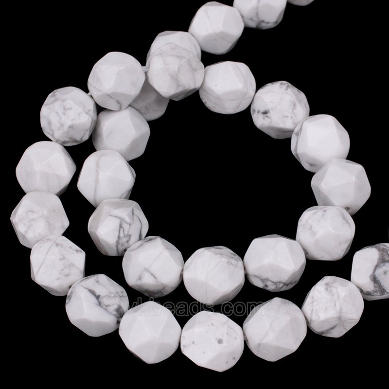 Howlite Star Cut Faceted Round Beads Strands, Approx 6-10mm, 38cm/strand