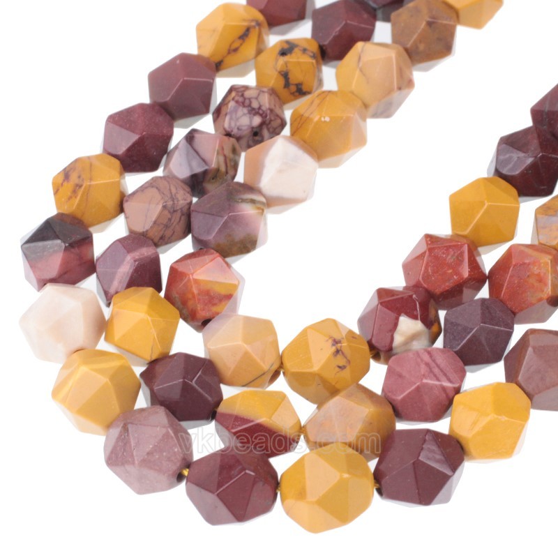 Mookaite Star Cut Faceted Round Beads Strands, Approx 6-10mm, 38cm/strand
