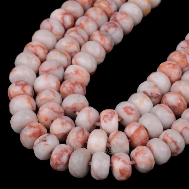 Red Veined Jasper Faceted Rondelle Beads Strands, Approx 5x8mm, 38cm/strand