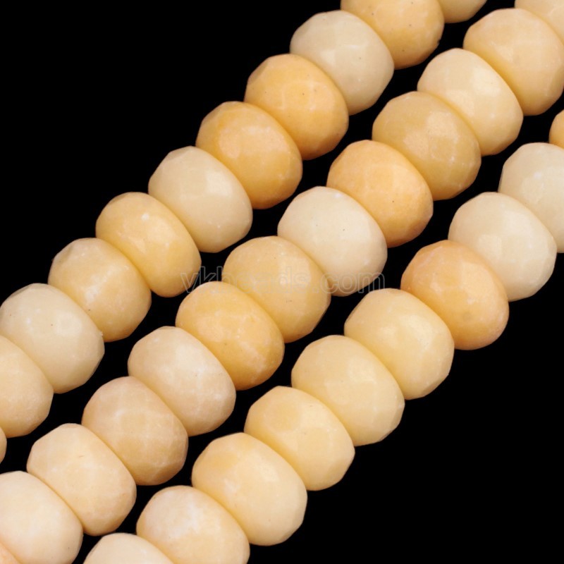 Yellow Jade Faceted Rondelle Beads Strands, Approx 5x8mm, 38cm/strand