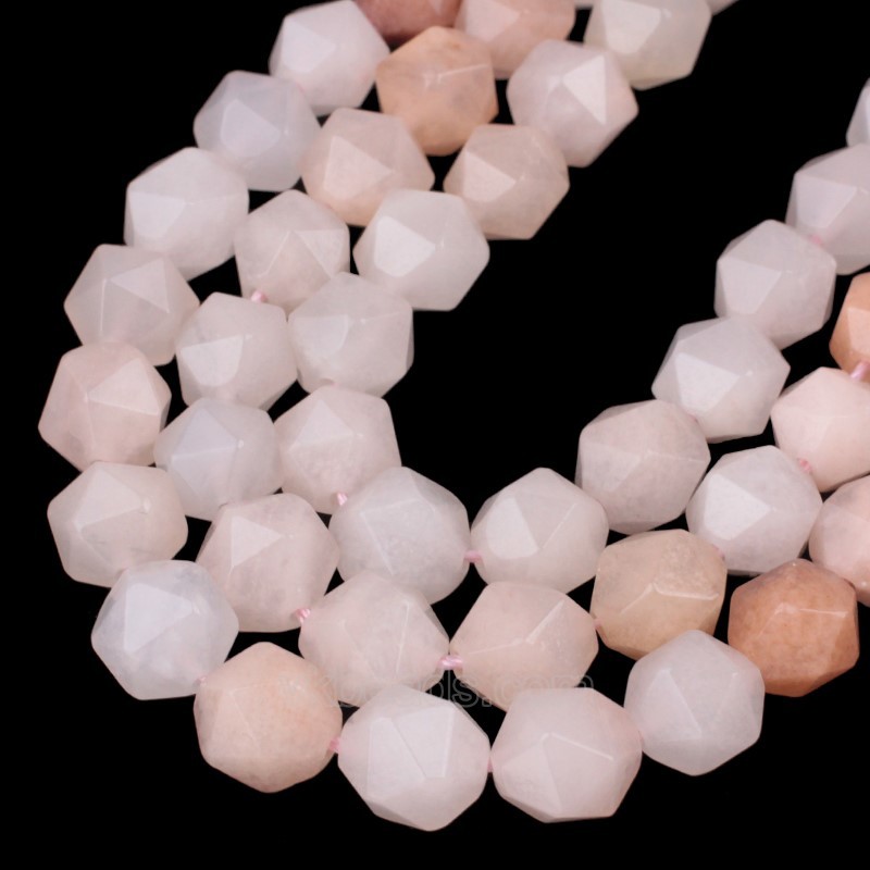 Pink Aventurine Star Cut Faceted Round Beads Strands, Approx 6-10mm, 38cm/strand