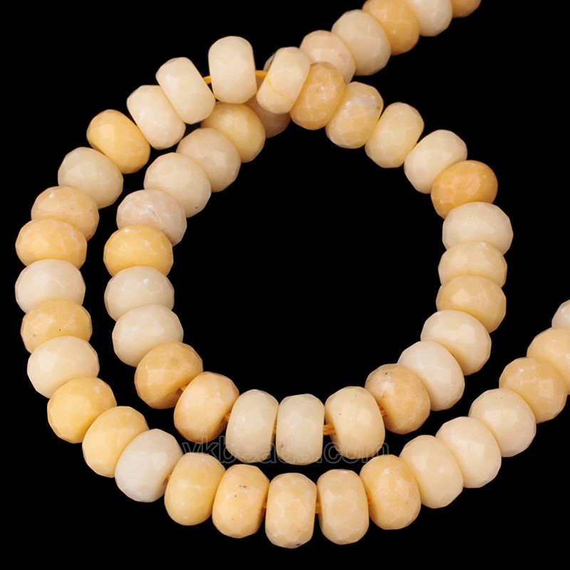 Yellow Jade Faceted Rondelle Beads Strands, Approx 5x8mm, 38cm/strand