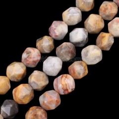 Crazy Lace Agate Star Cut Faceted Round Beads Strands, Approx 6-10mm, 38cm/strand