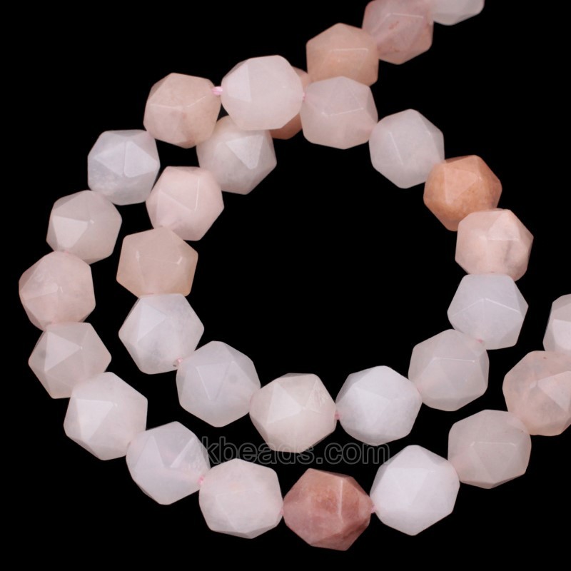 Pink Aventurine Star Cut Faceted Round Beads Strands, Approx 6-10mm, 38cm/strand