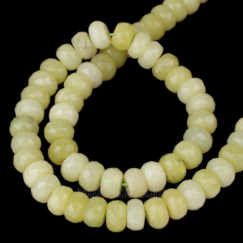 Lemon Jade Faceted Rondelle Beads Strands, Approx 2x4-5x8mm, 38cm/strand