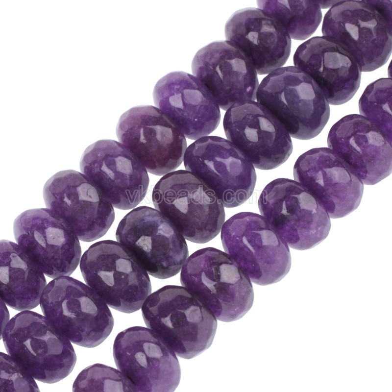Dyed Purple Jade Faceted Rondelle Beads Strands, Approx 5x8mm, 38cm/strand