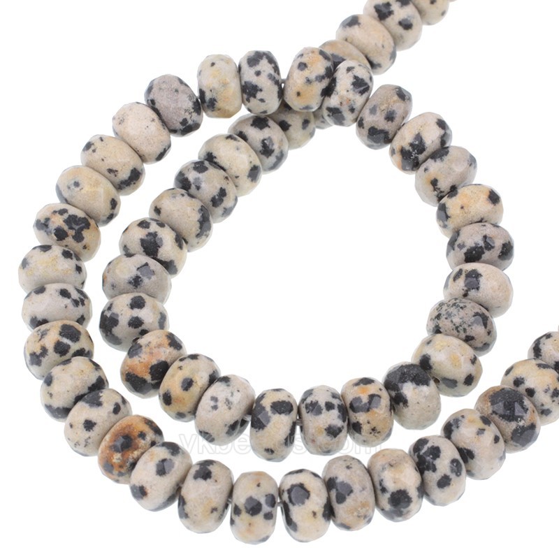 Dalmatian Jasper Faceted Rondelle Beads Strands, Approx 5x8mm, 38cm/strand