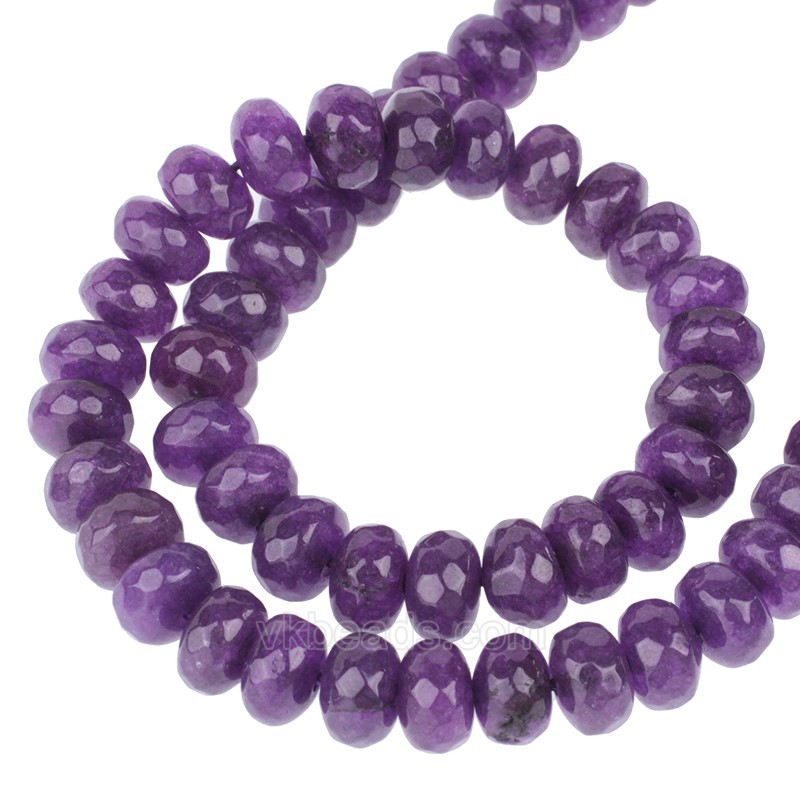 Dyed Purple Jade Faceted Rondelle Beads Strands, Approx 5x8mm, 38cm/strand
