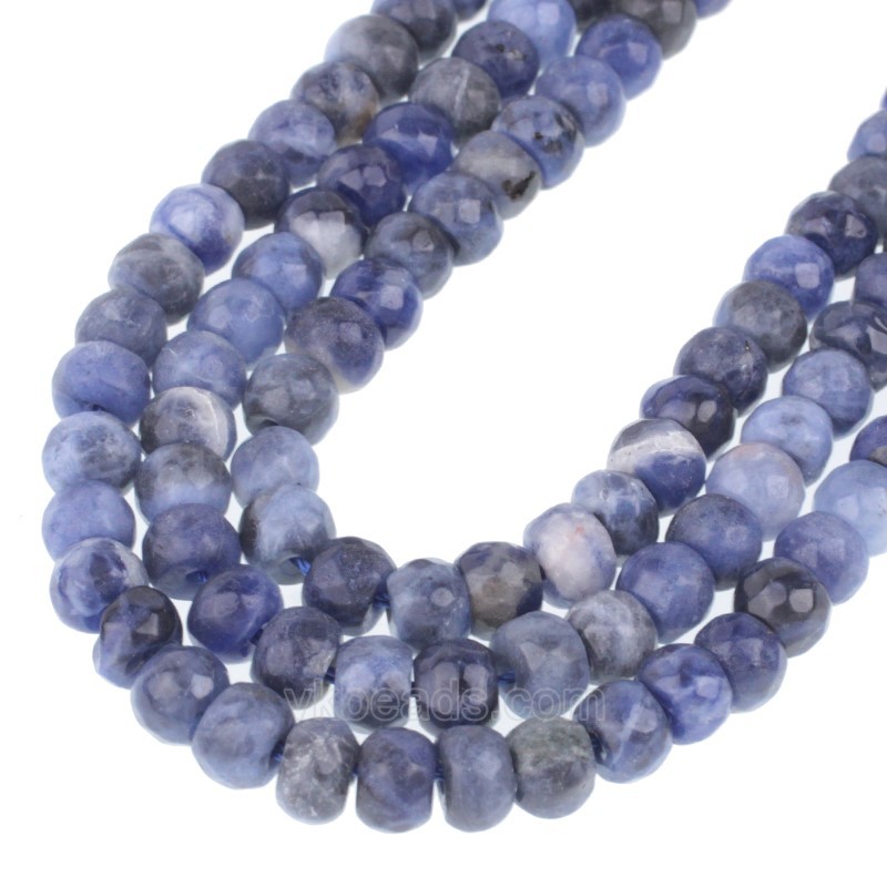 Sodalite Faceted Rondelle Beads Strands, Approx 4x6-5x8mm, 38cm/strand