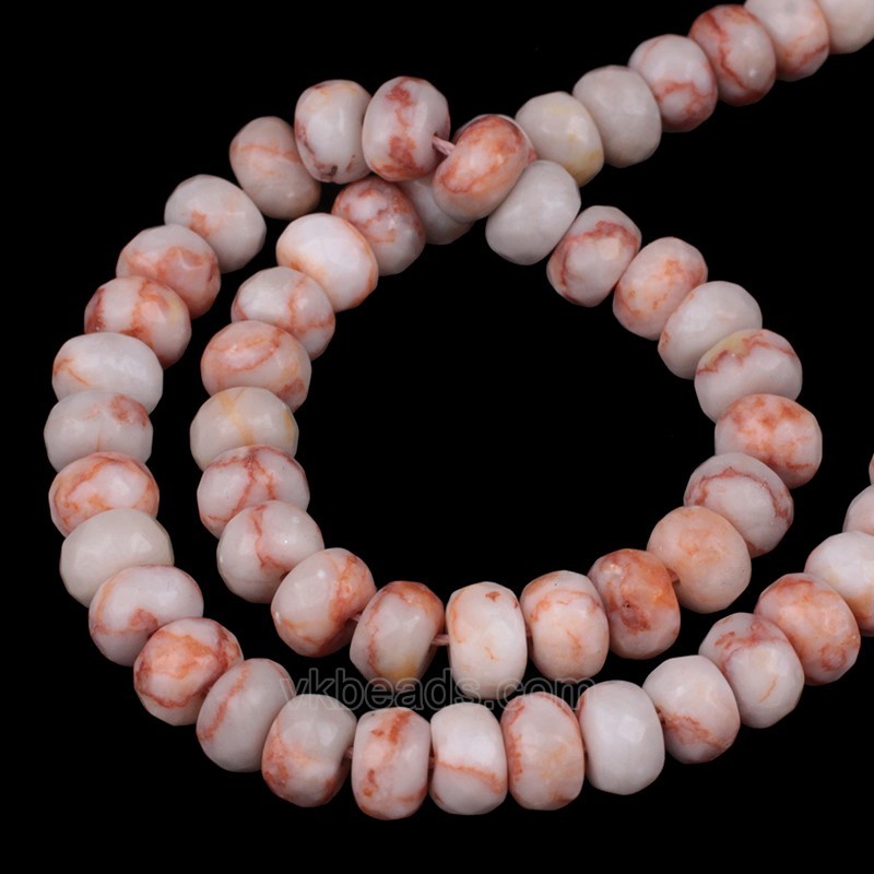 Red Veined Jasper Faceted Rondelle Beads Strands, Approx 5x8mm, 38cm/strand