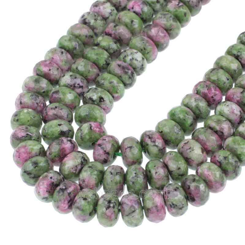 Ruby Zoisite Faceted Rondelle Beads Strands, Approx 5x8mm, 38cm/strand