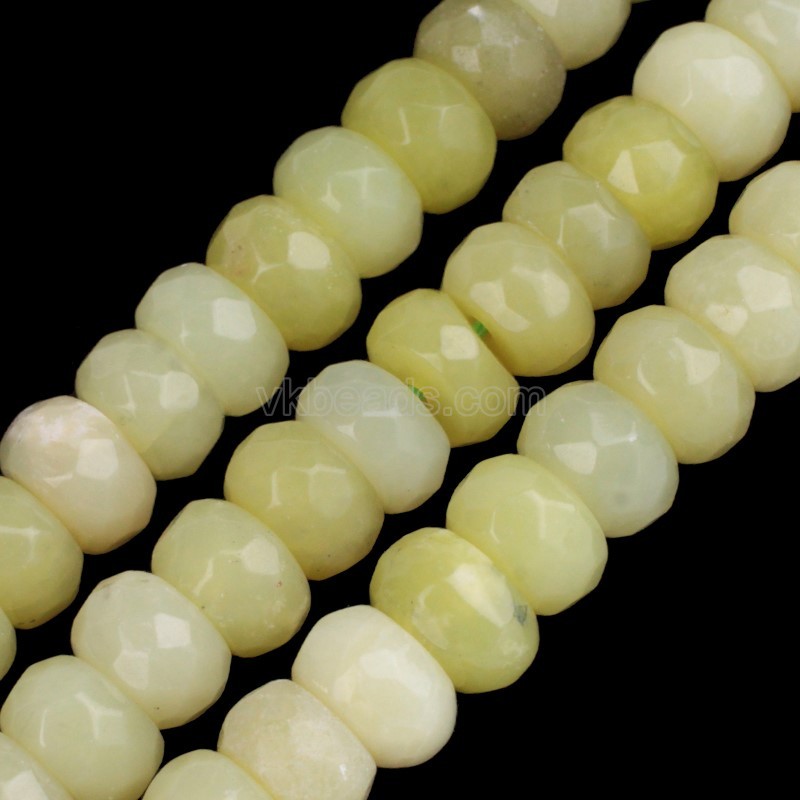 Lemon Jade Faceted Rondelle Beads Strands, Approx 2x4-5x8mm, 38cm/strand