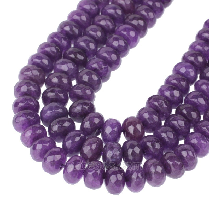 Dyed Purple Jade Faceted Rondelle Beads Strands, Approx 5x8mm, 38cm/strand