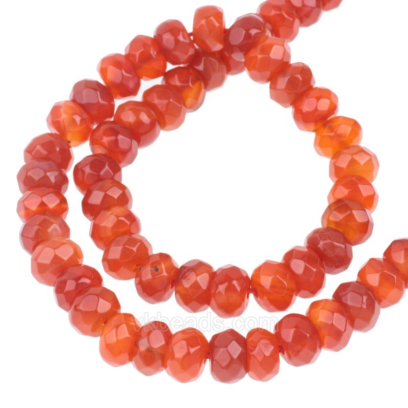 Red Agate Faceted Rondelle Beads Strands, Approx 5x8mm, 38cm/strand