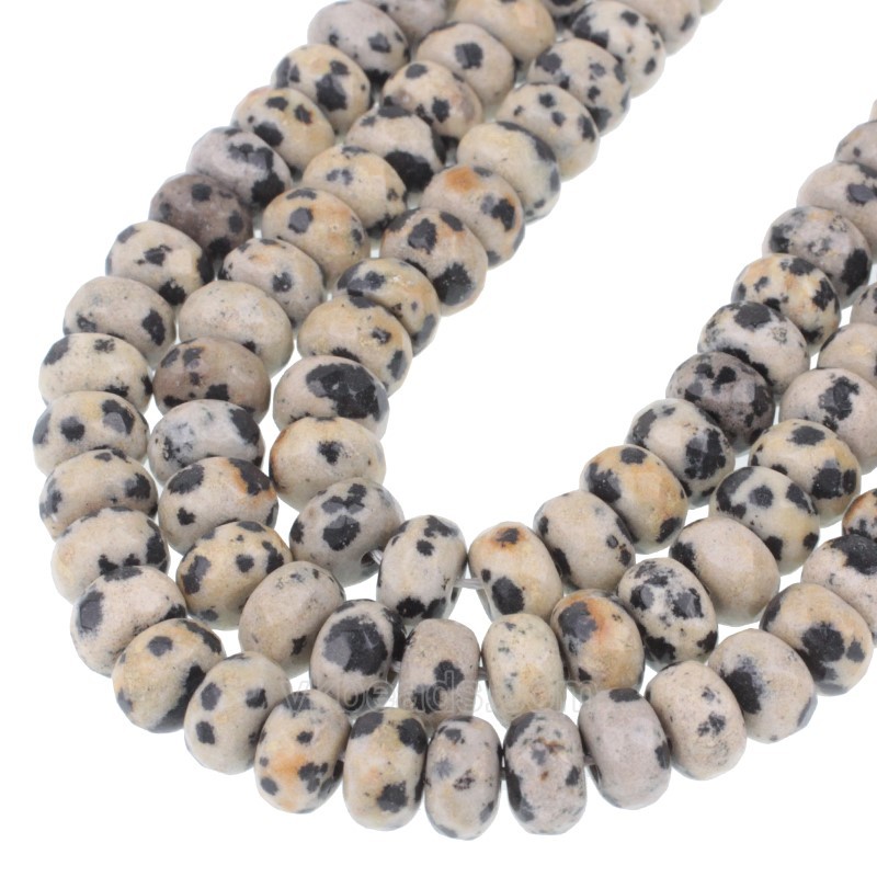 Dalmatian Jasper Faceted Rondelle Beads Strands, Approx 5x8mm, 38cm/strand