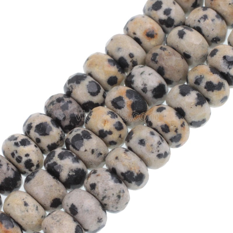Dalmatian Jasper Faceted Rondelle Beads Strands, Approx 5x8mm, 38cm/strand