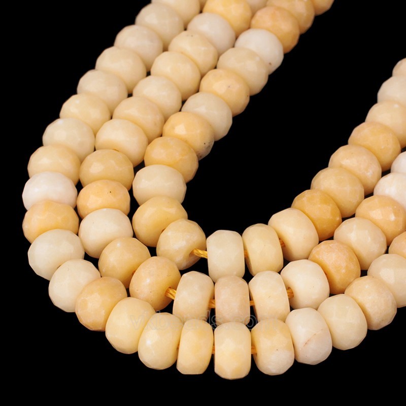 Yellow Jade Faceted Rondelle Beads Strands, Approx 5x8mm, 38cm/strand