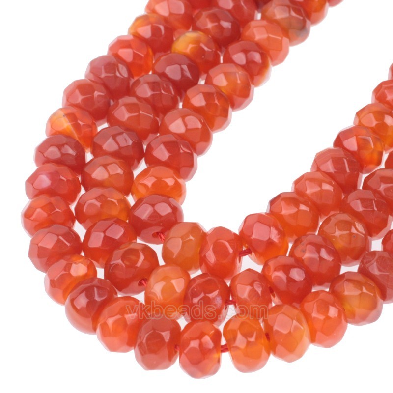 Red Agate Faceted Rondelle Beads Strands, Approx 5x8mm, 38cm/strand
